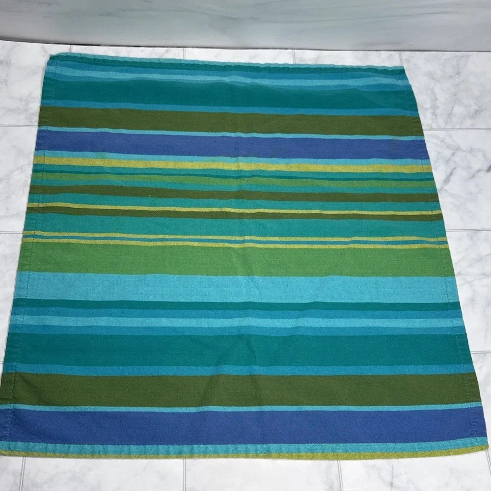 VTG Set of 4 Pier 1 Imports Dinner Napkins Teal Green Striped 20x19